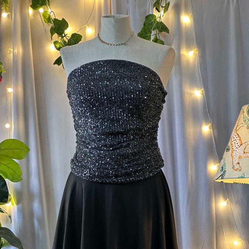 Black Sequence Tube Top