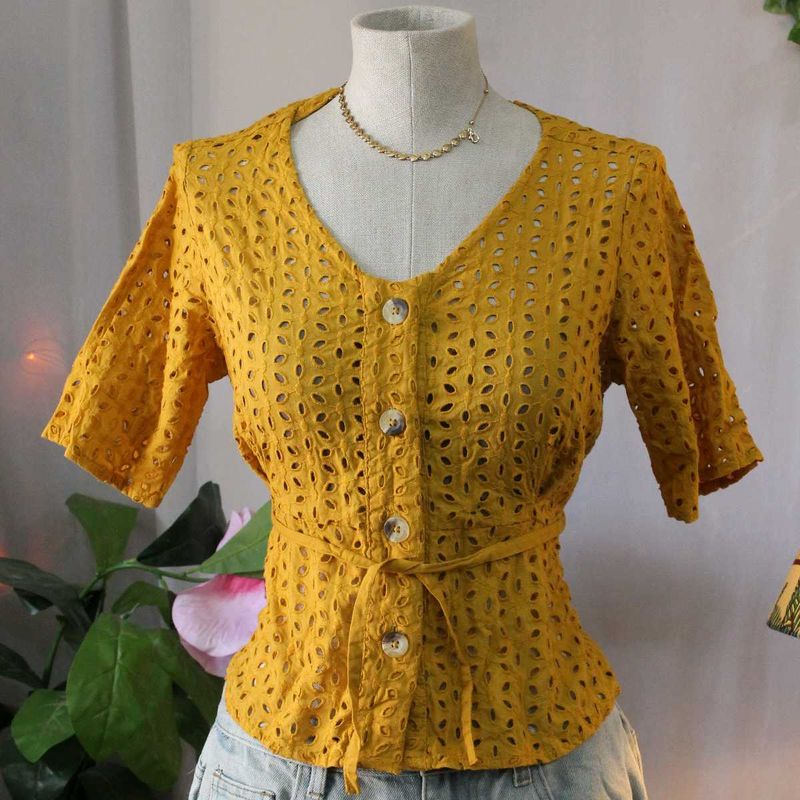 Yellow Eyelet Blouse
