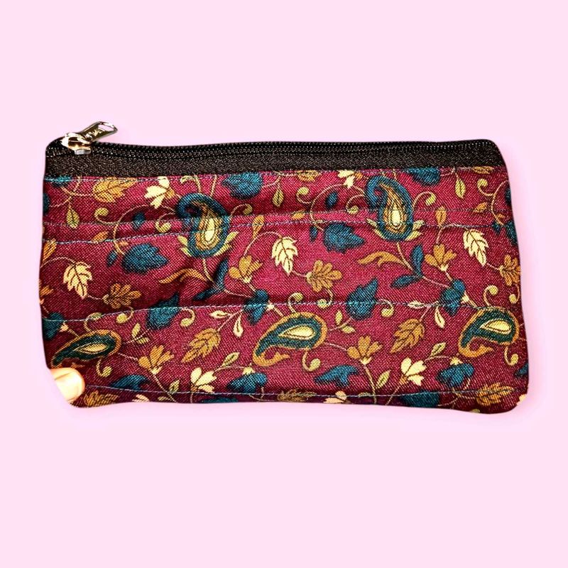 Floral Single Zipper Pouch