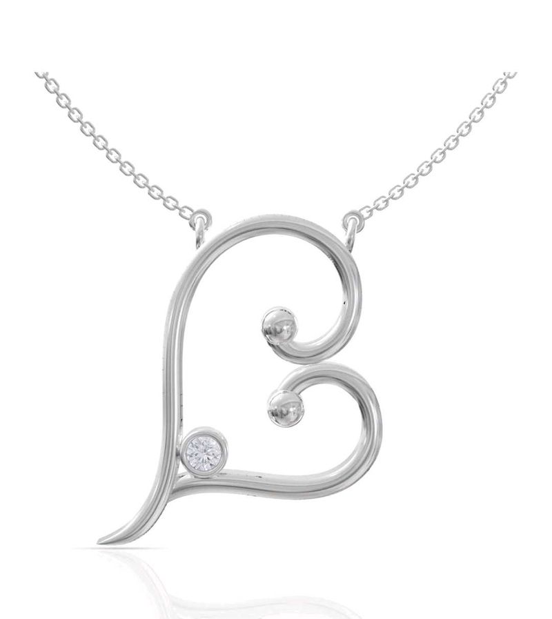 Real 925 Silver Gleaming Heart Necklace