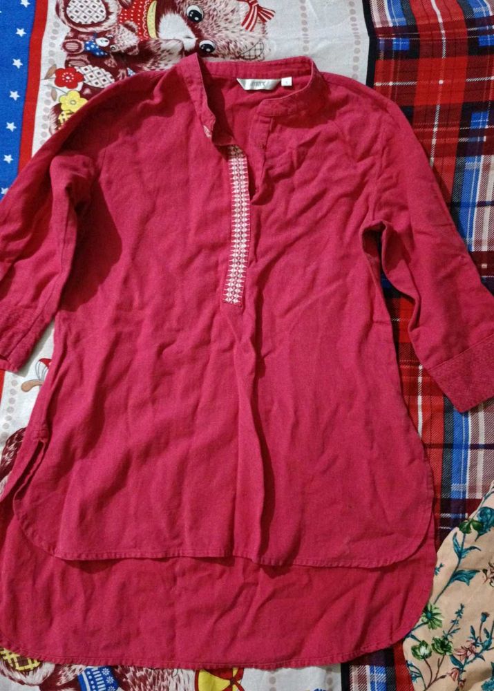 Pink Embroidered Tunic Top