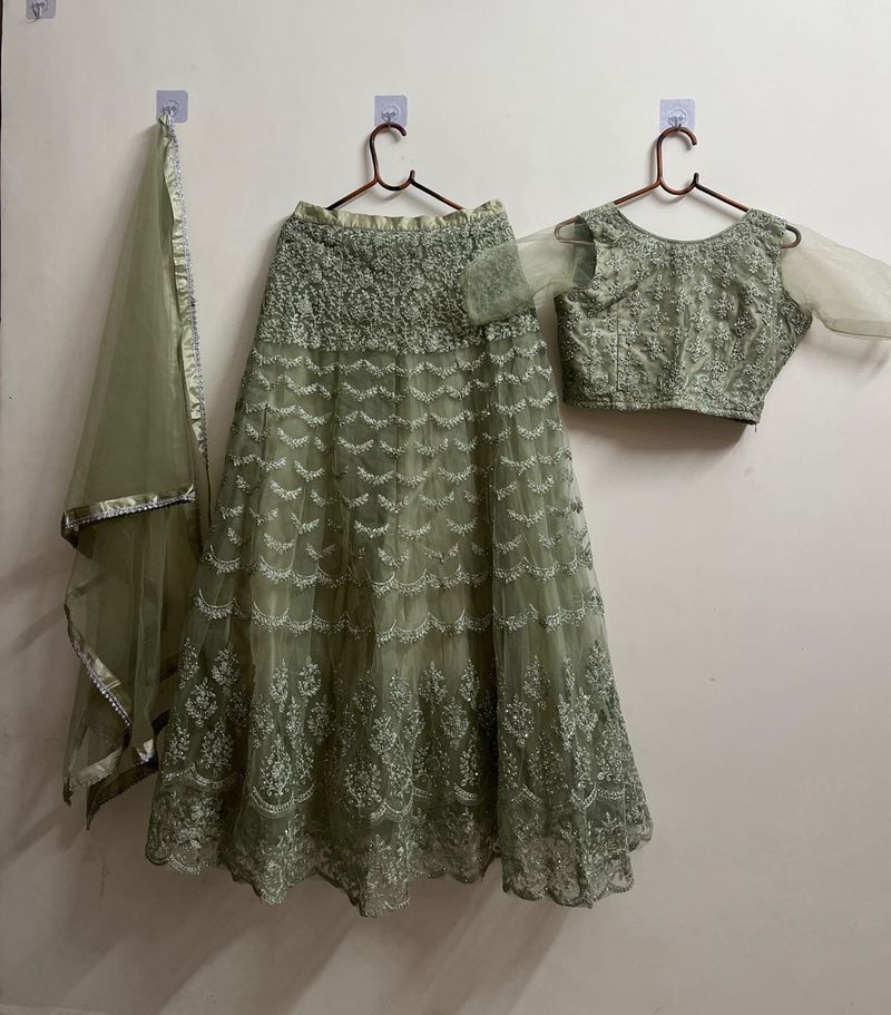 Pista Green Lehanga Set