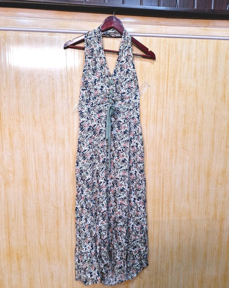 Side Slit Halter Neck Backless Dress (Women's)