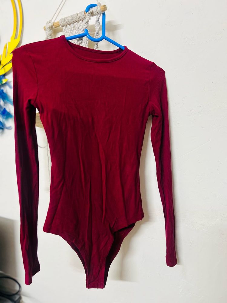 Burgundy Long Sleeve Bodysuit