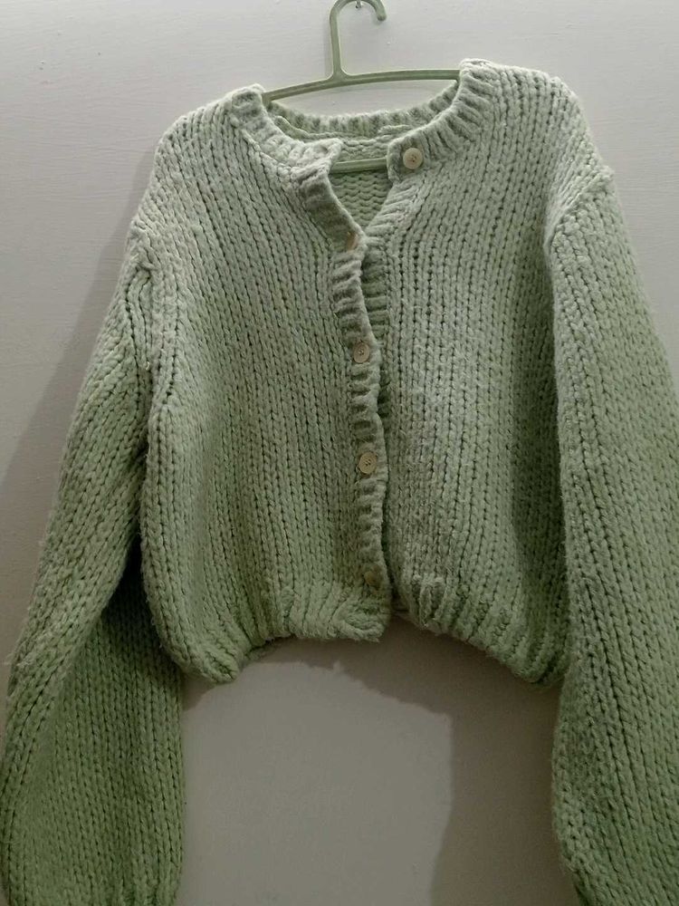 Women Fluorescent Green Knitted Sweater