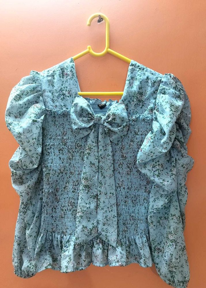 Floral Bow Full Sleeve Top