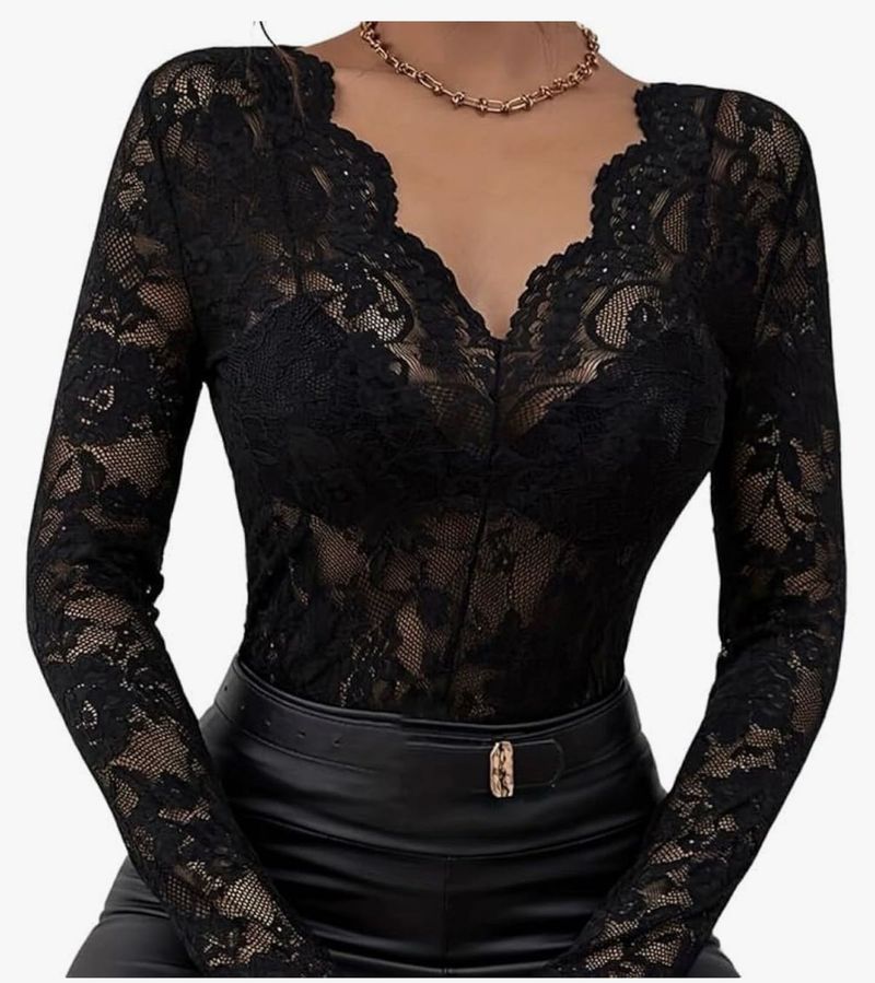 Lace Floral Long Sleeve Top