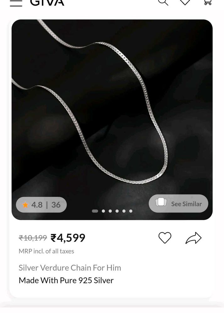 Giva 925 Real Silver Chain