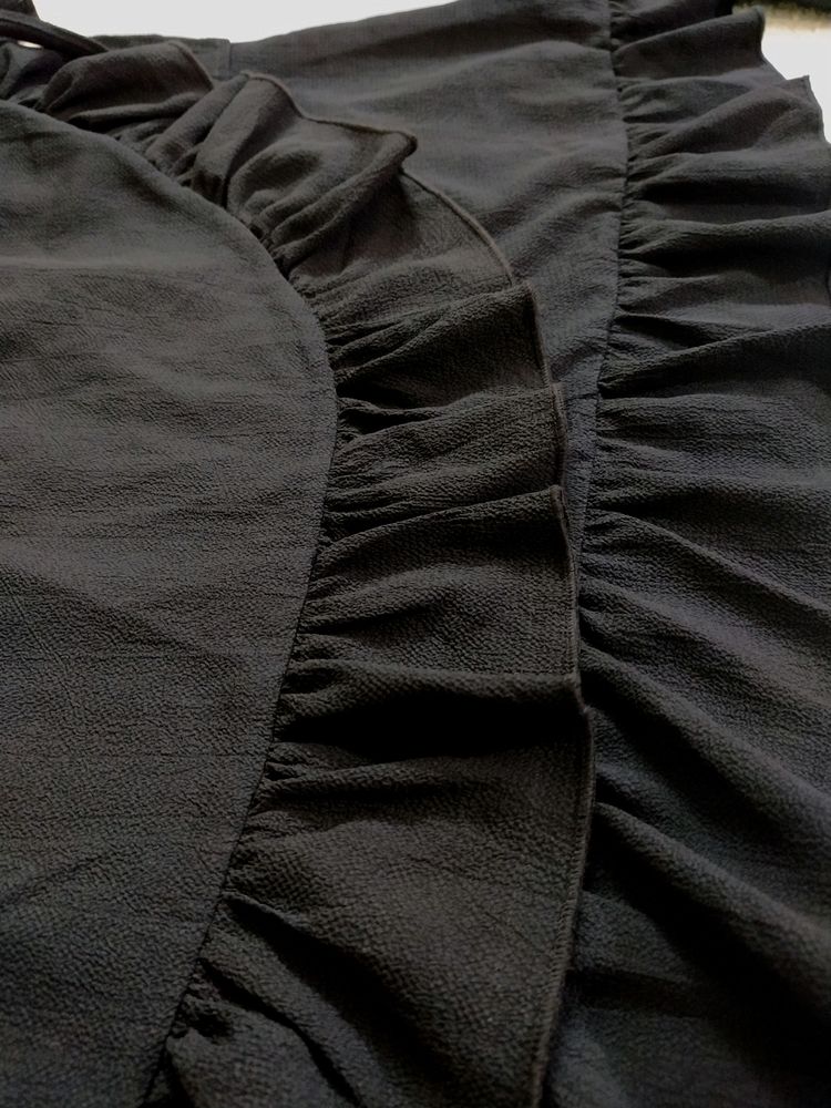 Black Shirt Skirt Frilled