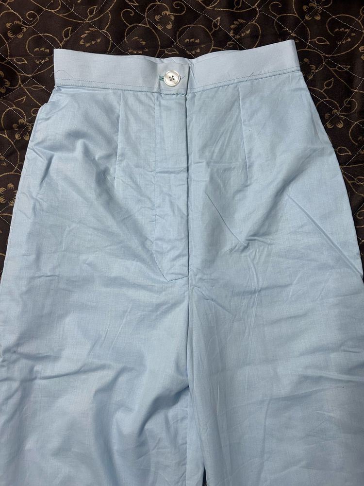 Custom made pure cotton light blue pants
