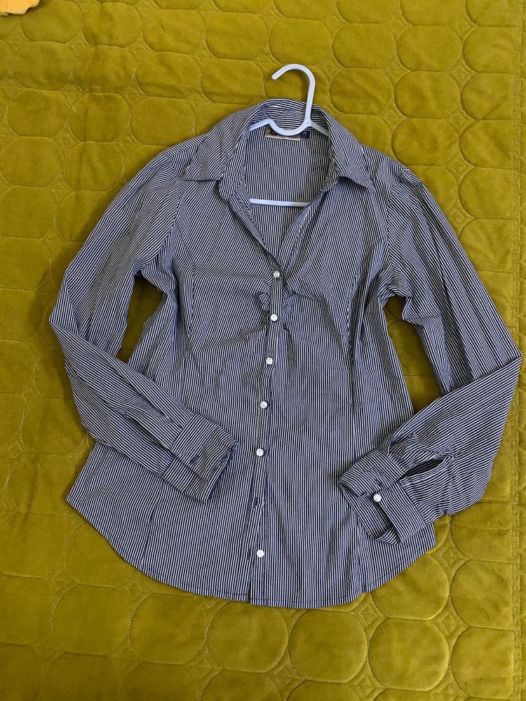 Stretchy Striped Button-Down Shirt Bust 34-36