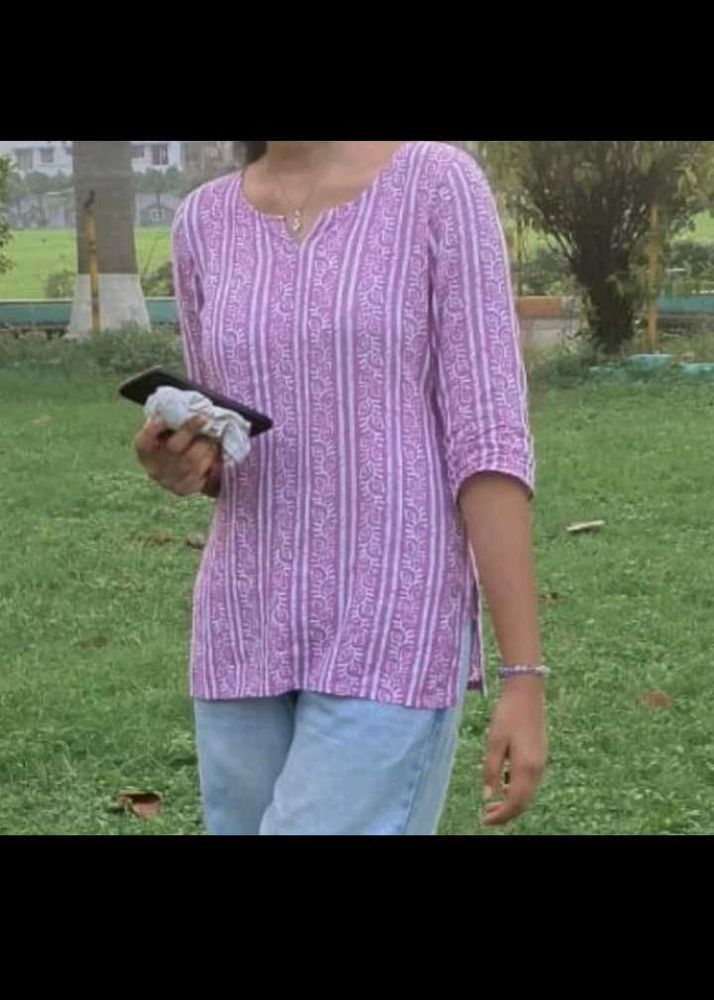Printed pure cotton straight kurti