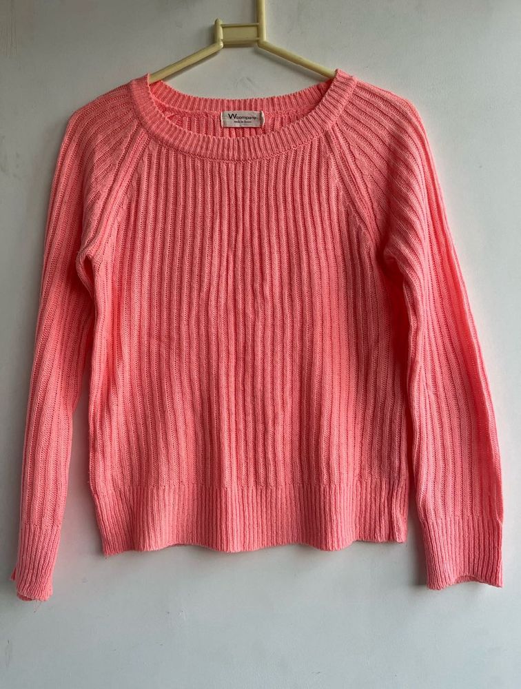 Peach Ribbed Knit Sweater