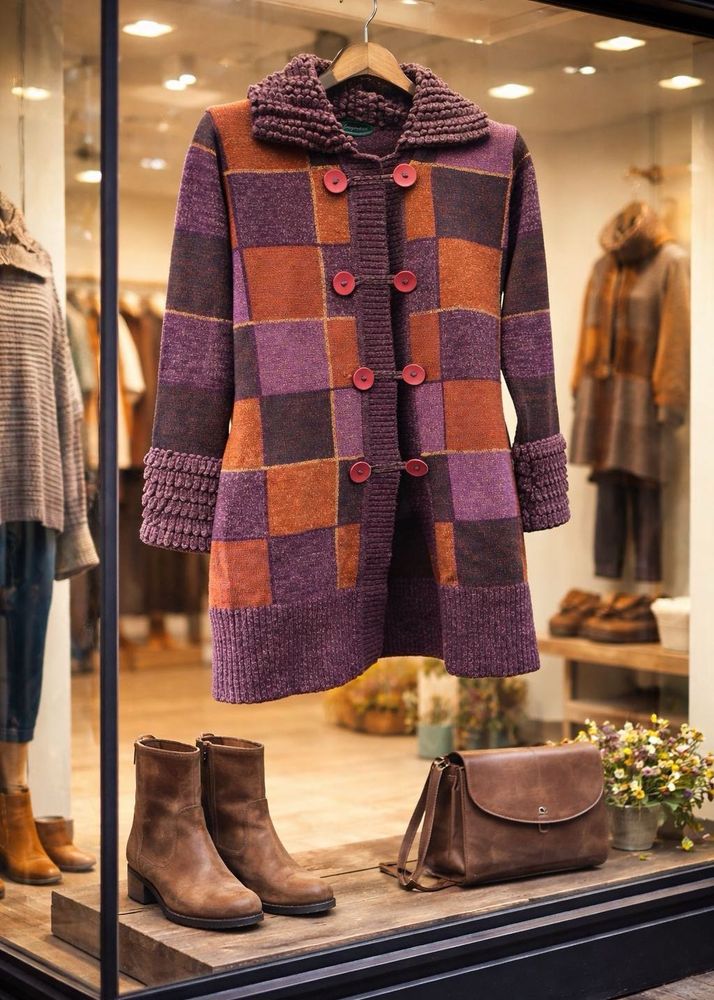 Patchwork Knit Coat