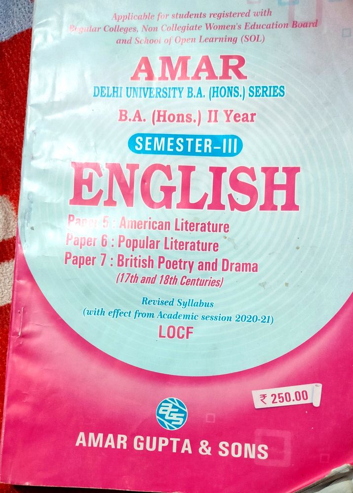 Delhi University  BA Hons 2nd Year English Sem 3rd