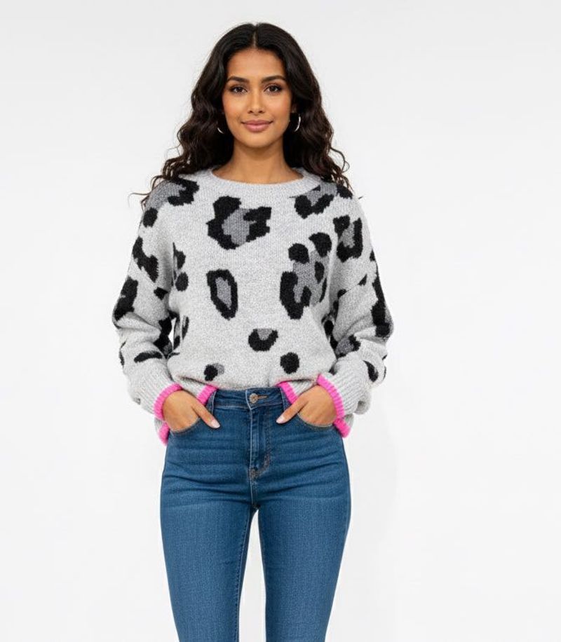 Leopard Print Pullover Sweater