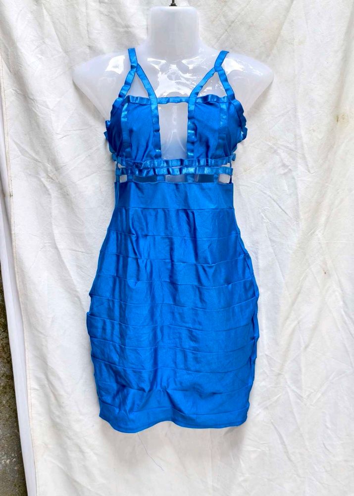 I. Blue Mini Bodycon Dress