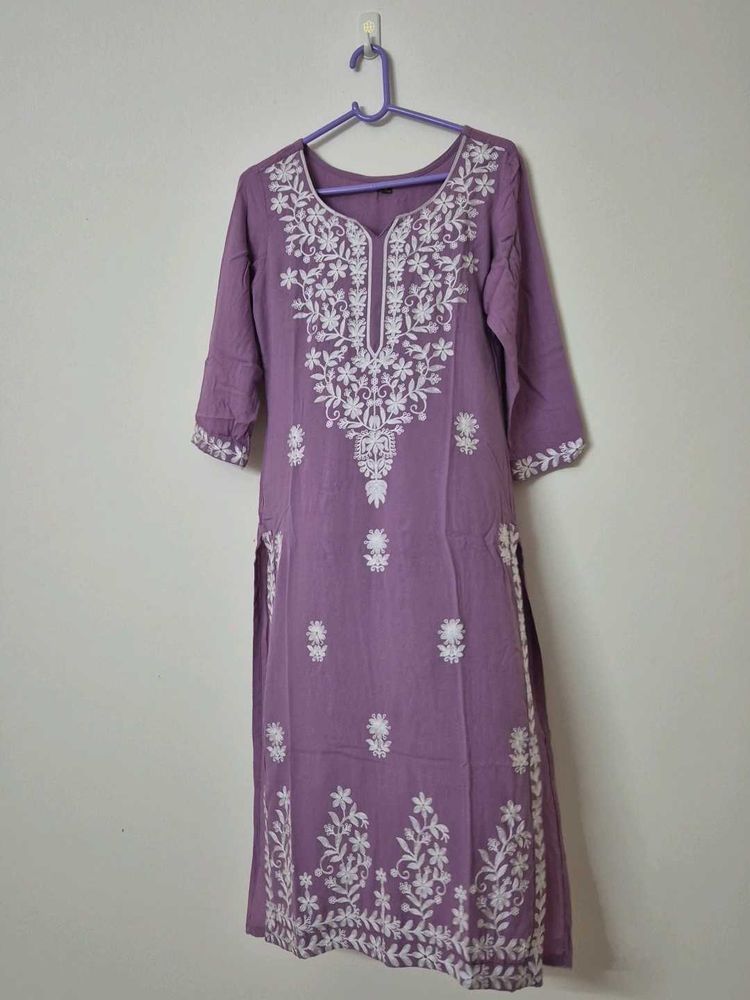 Lavender Embroidered Kurti