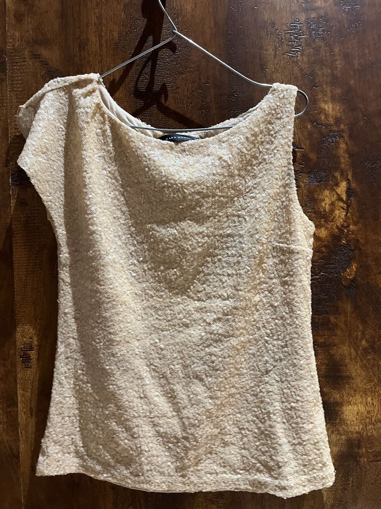 Beige Sequence Top