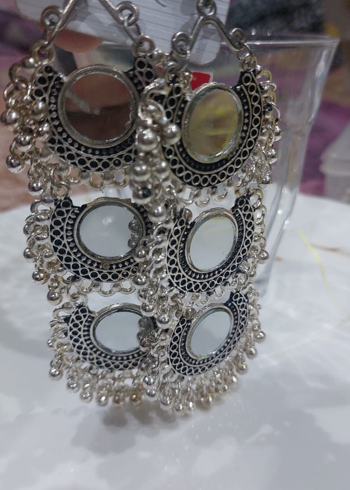 3 Layerd Mirror Earrings
