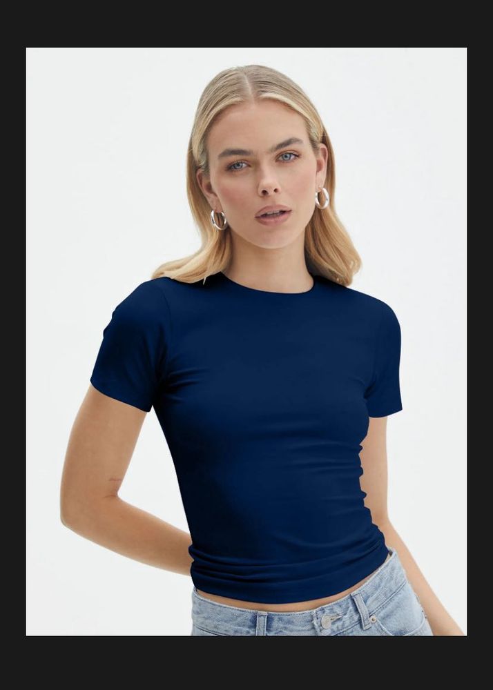 Navy Blue Round Neck Stretch able Tshirt