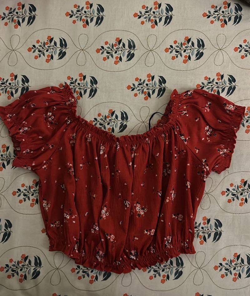 Red Floral Crop Top