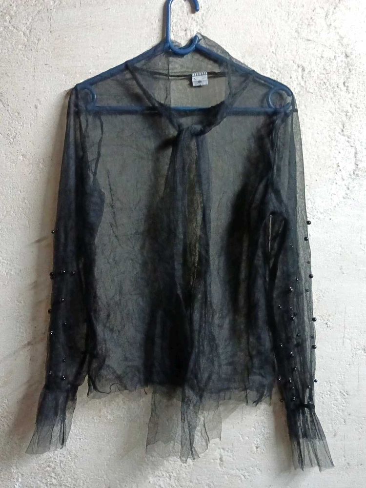 Partywear See-through Sheer Blouse Black 🖤