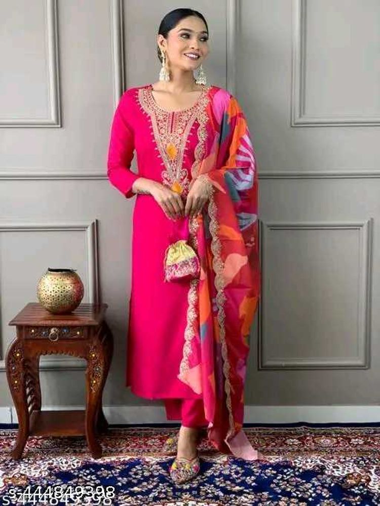 Beautiful Suit With Organza Dupatta