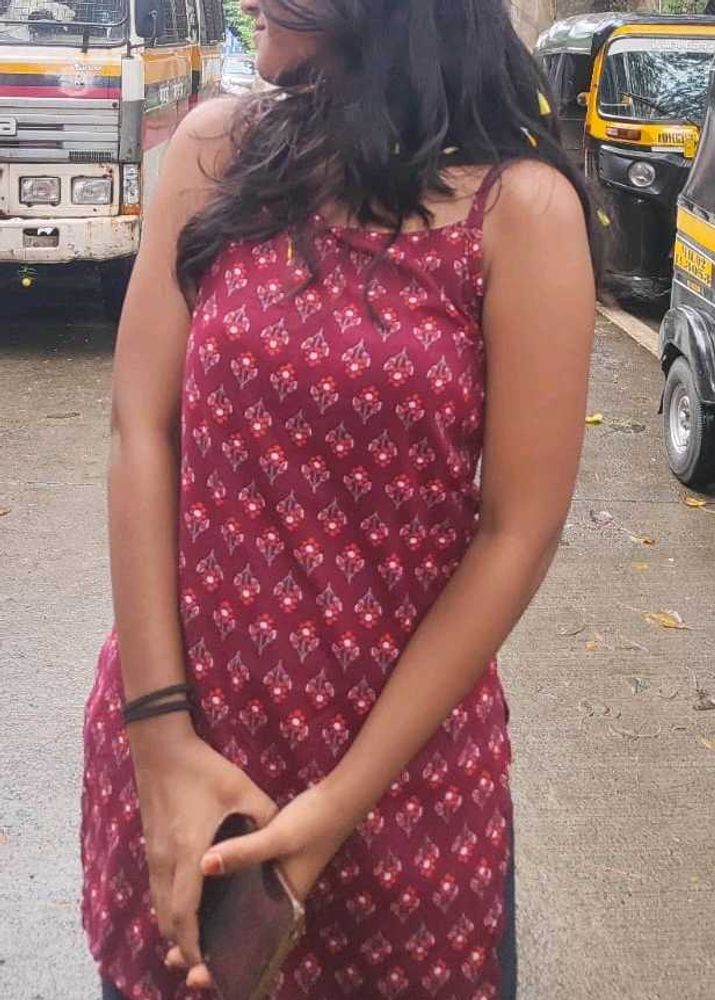Maroon Floral Printed Short Kurti