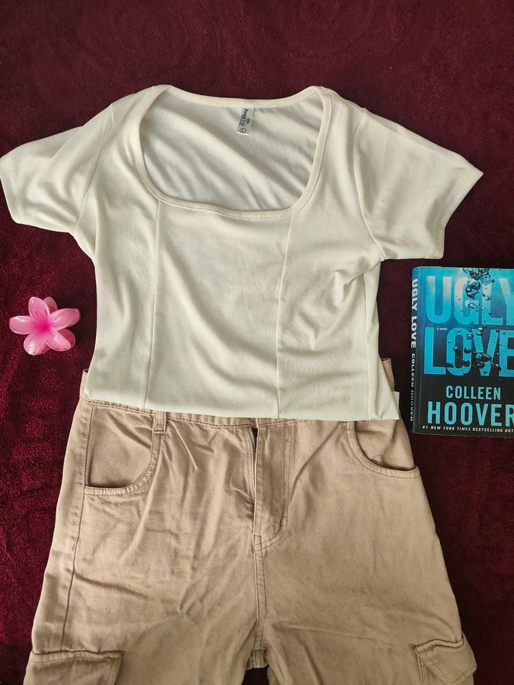 cream colour wife leg 4 pocket jeans