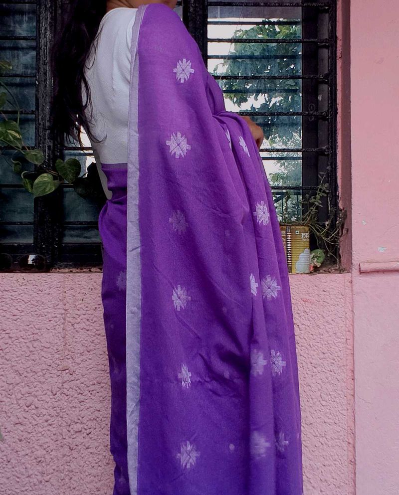 Purple Floral Saree with readymade blouse