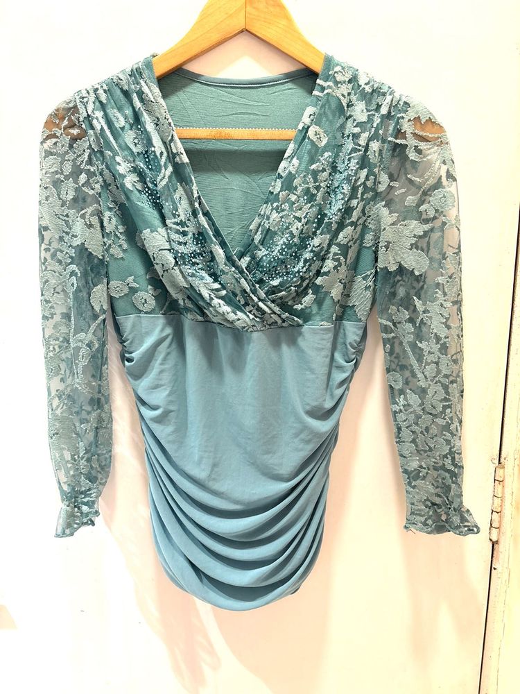 Beautiful Lace Trim Top With Embellishment