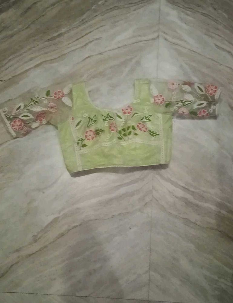 Lime Green Colour Embroidered Lehenga