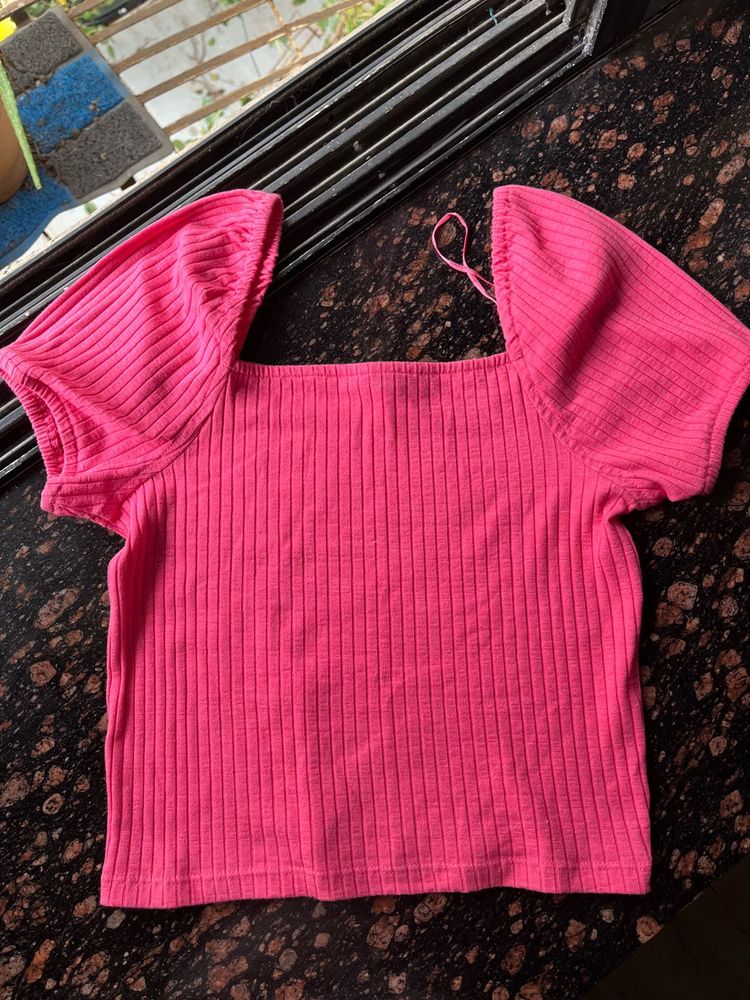 Pink ribbed top