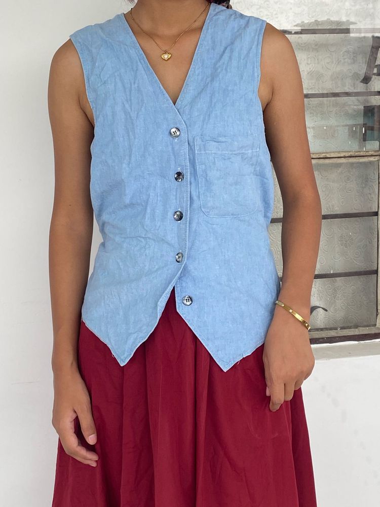 Chambray Sleeveless Vest