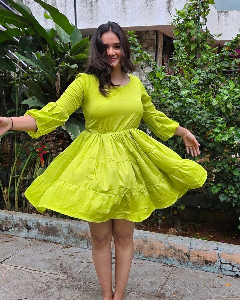 Lime Green Fit &amp; Flare Dress