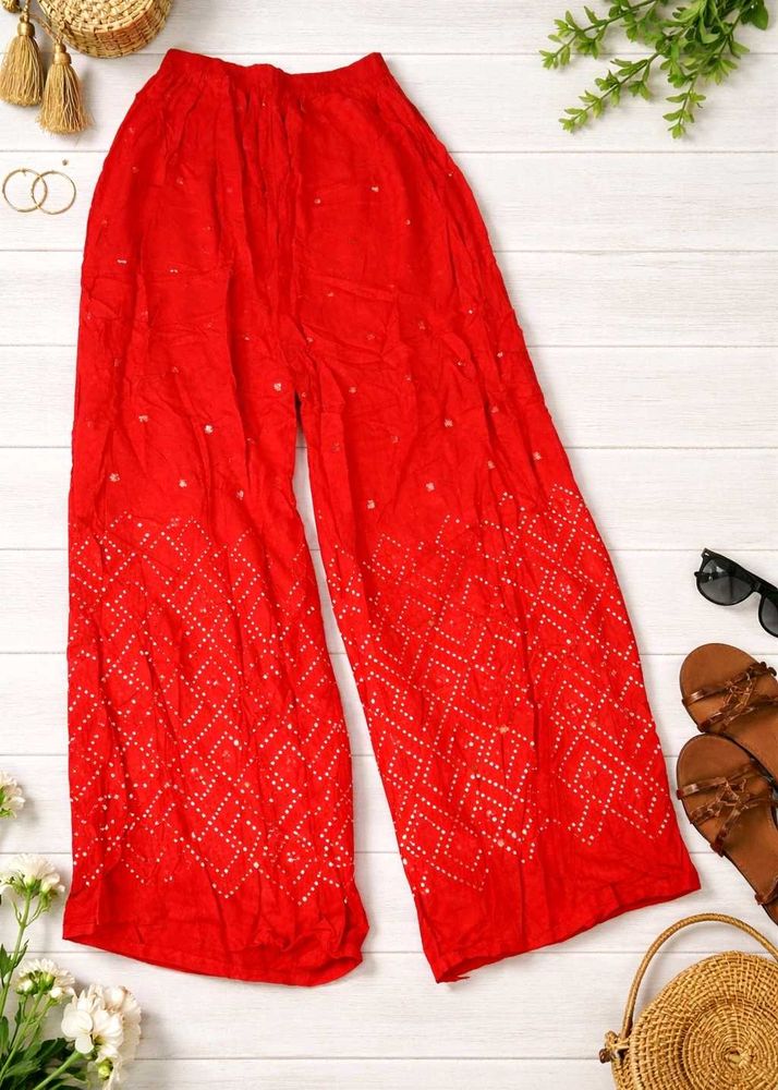 Red Printed Palazzos