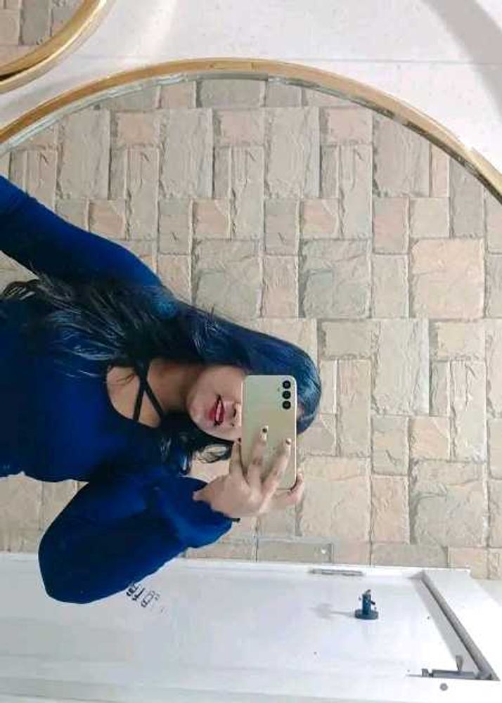 Blue Cross-Neck Top