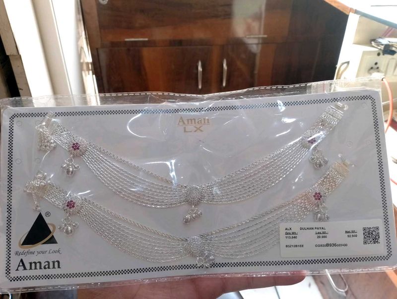 Pure Silver Payal Pair
