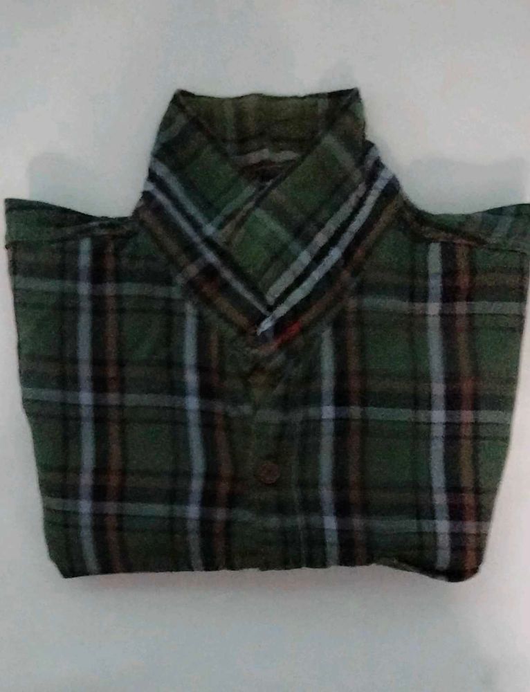Dark Green Cotton L Size Shirt