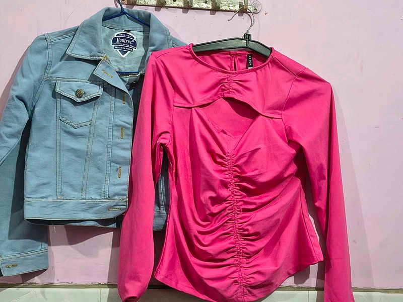 Pink Cutout Long Sleeve Top &amp; Jacket bust 30 ⁸