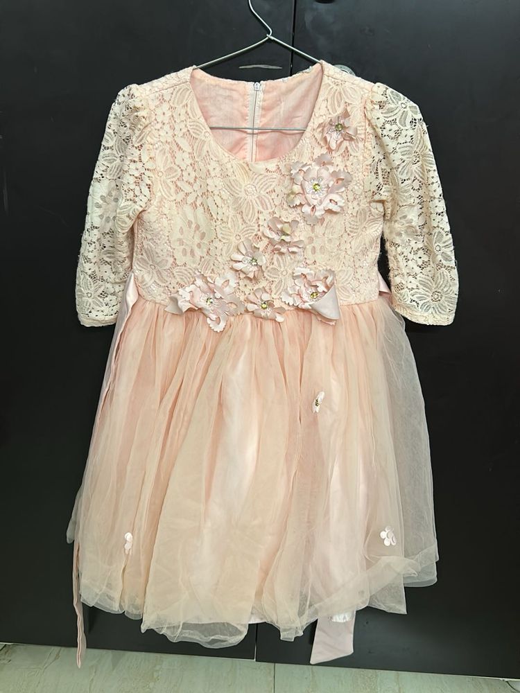 Peach Lace Party Dress