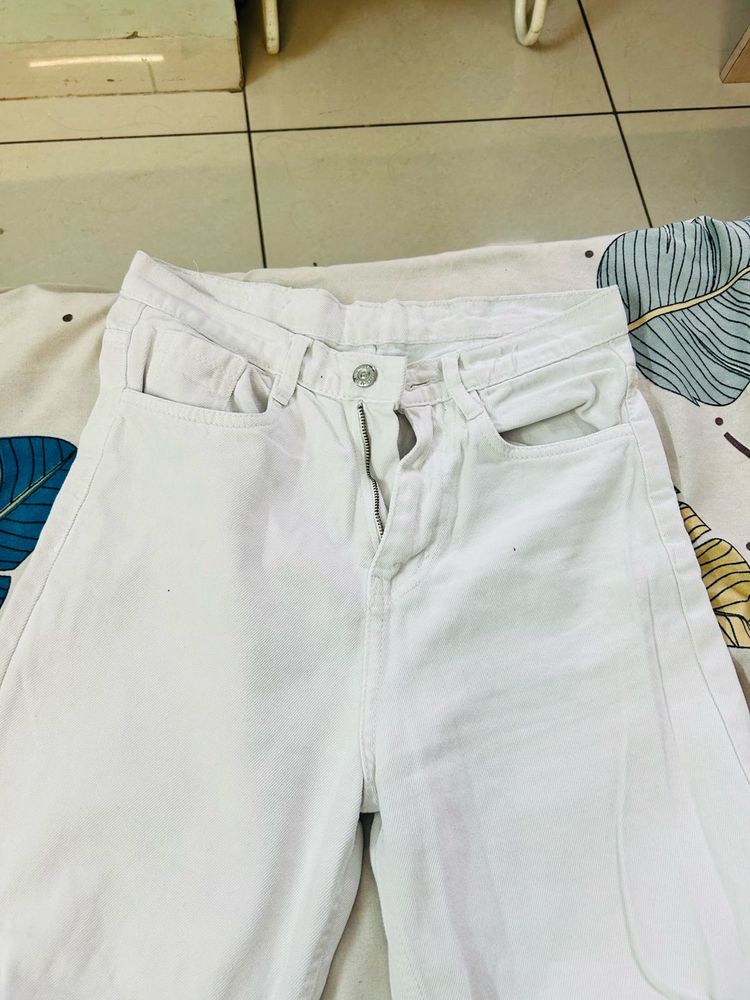 White Wide Leg Jeans (28)