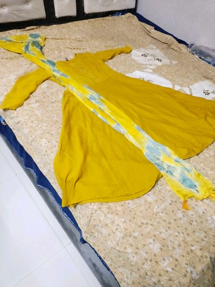 Yellow anarkali set