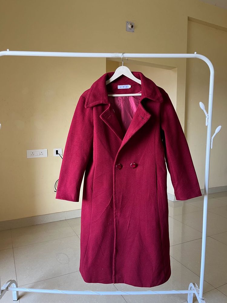 Elegant Burgundy Trench Coat