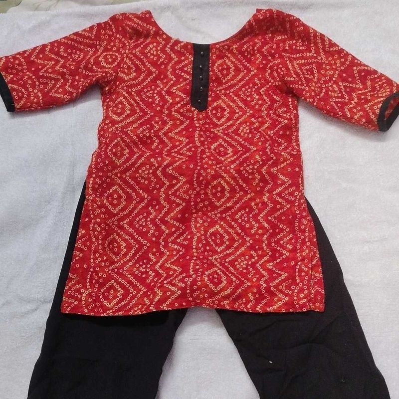 orange printed Kurta Set