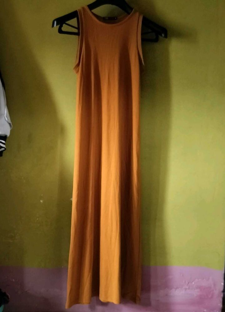 Zara-Mustard Maxi bodycon Dress