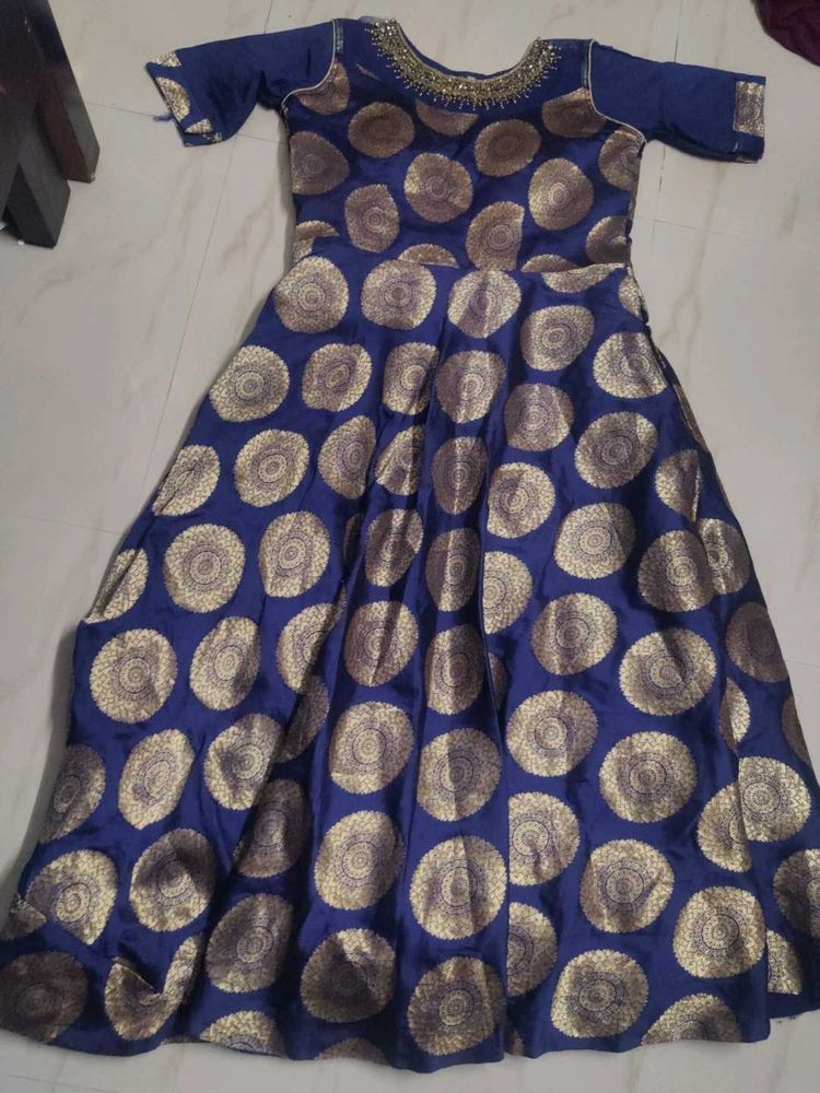 Navy Blue Long Ethnic Frick