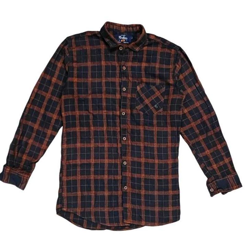 Brown &amp; Black Plaid Flannel Shirt