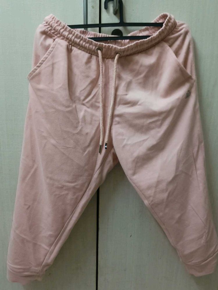 Pink Cropped Joggers And Grey Full Length Jogger